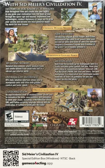 Sid Meier's Civilization IV Computer, NTSC box back