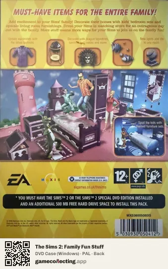 The Sims 2: Family Fun Stuff Computer, PAL box back