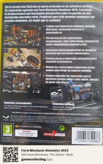 Farm Mechanic Simulator 2015 Computer, Spain box back