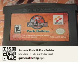 Jurassic Park III: Park Builder Game Boy Advance, NTSC cartridge label