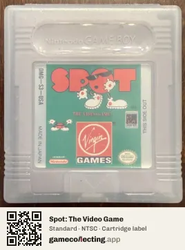 Spot: The Video Game Game Boy, NTSC cartridge label