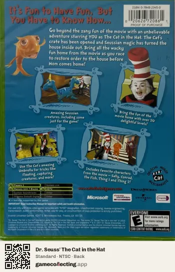 Dr. Seuss' The Cat in the Hat Xbox, NTSC box back