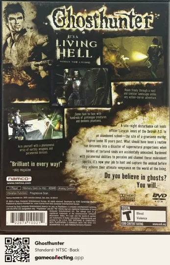 Ghosthunter PlayStation 2, NTSC box back