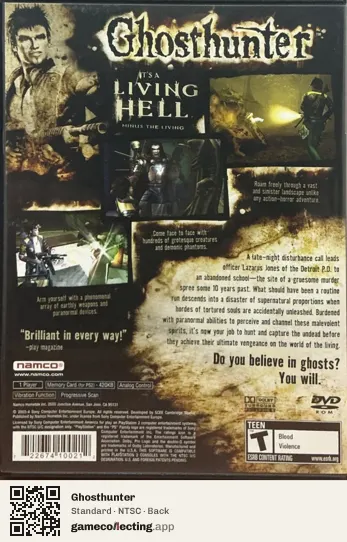 Ghosthunter PlayStation 2, NTSC box back