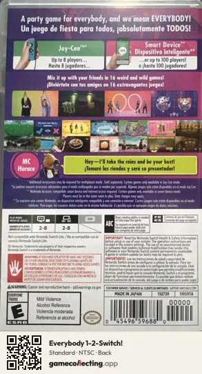 Everybody 1-2-Switch! Nintendo Switch, NTSC box back