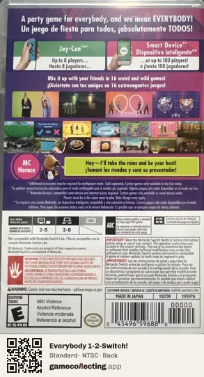 Everybody 1-2-Switch! Nintendo Switch, NTSC box back