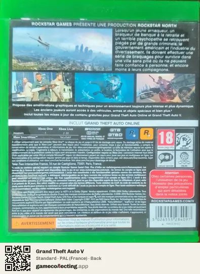 Grand Theft Auto V Xbox One, France box back