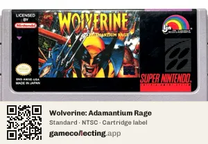 Wolverine: Adamantium Rage Super Nintendo Entertainment System, NTSC cartridge label