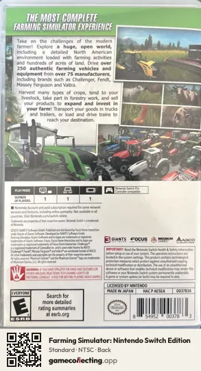 Farming Simulator: Nintendo Switch Edition Nintendo Switch, NTSC box back