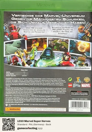 LEGO Marvel Super Heroes Xbox One, Germany box back