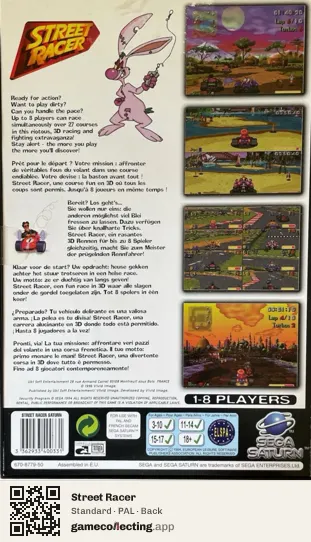 Street Racer Sega Saturn, PAL box back