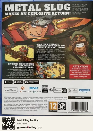 Metal Slug Tactics PlayStation 5, PAL box back