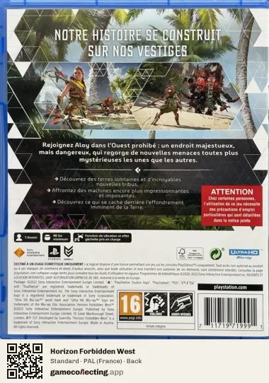 Horizon Forbidden West PlayStation 5, France box back