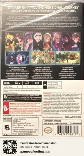 Fantasian Neo Dimension Nintendo Switch, NTSC box back