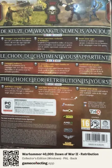 Warhammer 40,000: Dawn of War II - Retribution Computer, PAL box back