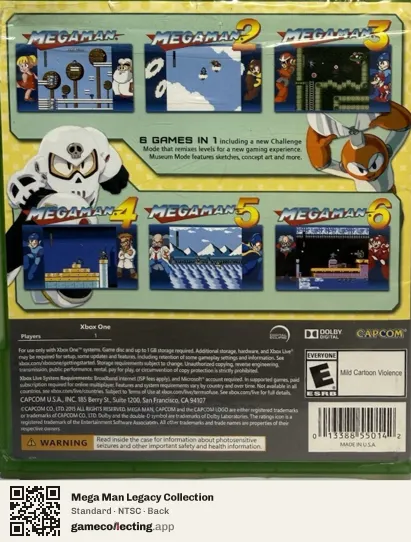 Mega Man Legacy Collection Xbox One, NTSC box back