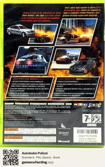 Autobahn Polizei Xbox 360, Spain box back