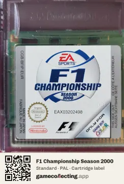 F1 Championship Season 2000 Game Boy Color, PAL cartridge label