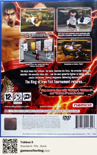 Tekken 5 PlayStation 2, PAL box back