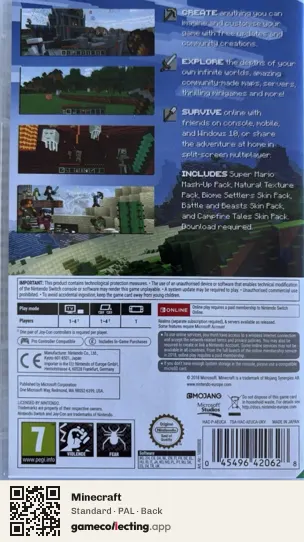 Minecraft Nintendo Switch, PAL box back