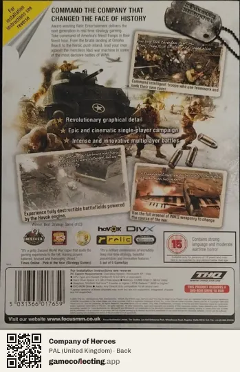 Company of Heroes Computer, United Kingdom box back