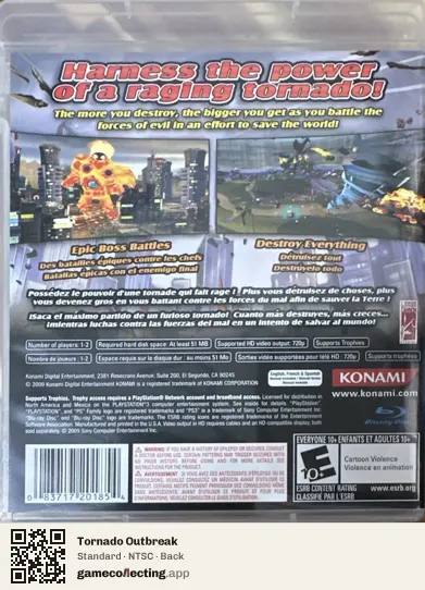 Tornado Outbreak PlayStation 3, NTSC box back