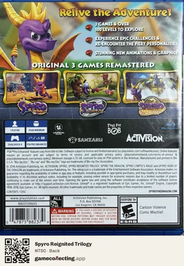 Spyro Reignited Trilogy PlayStation 4, NTSC box back
