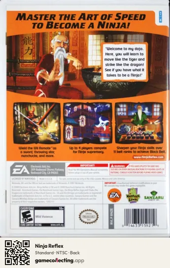 Ninja Reflex Nintendo Wii, NTSC box back