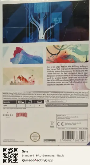 Gris Nintendo Switch, Germany box back