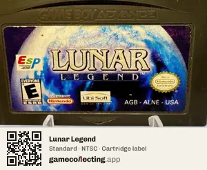 Lunar Legend Game Boy Advance, NTSC cartridge label
