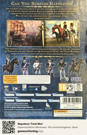 Napoleon: Total War Computer, United Kingdom box back