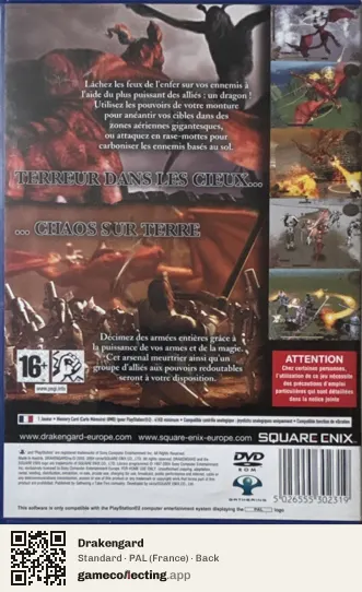 Drakengard PlayStation 2, France box back