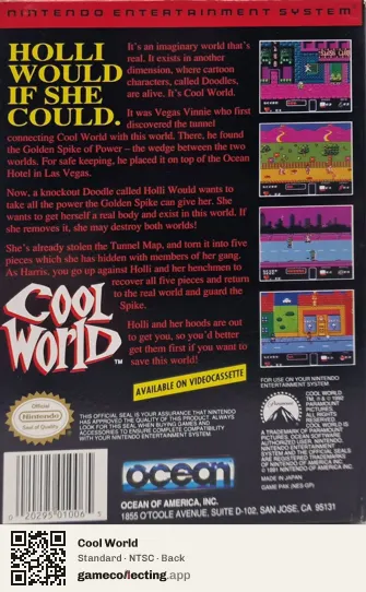 Cool World Nintendo Entertainment System, NTSC box back