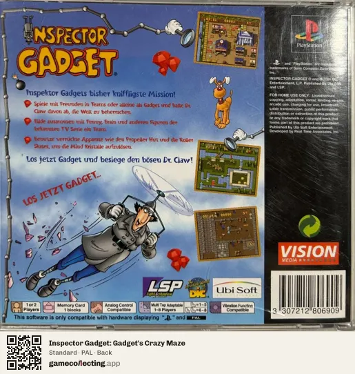 Inspector Gadget: Gadget's Crazy Maze PlayStation, PAL box back