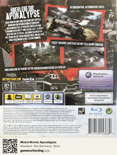 MotorStorm: Apocalypse PlayStation 3, Germany box back