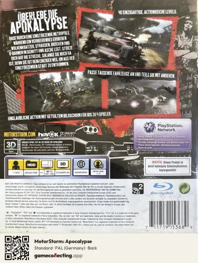MotorStorm: Apocalypse PlayStation 3, Germany box back