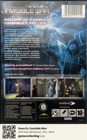 Deus Ex: Invisible War Computer, PAL box back