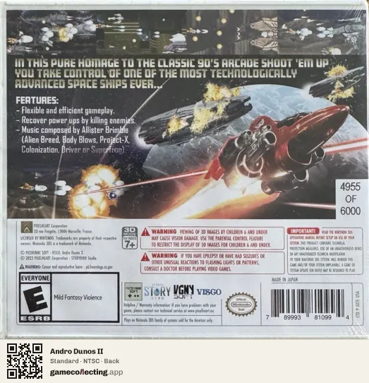 Andro Dunos II Nintendo 3DS, NTSC box back