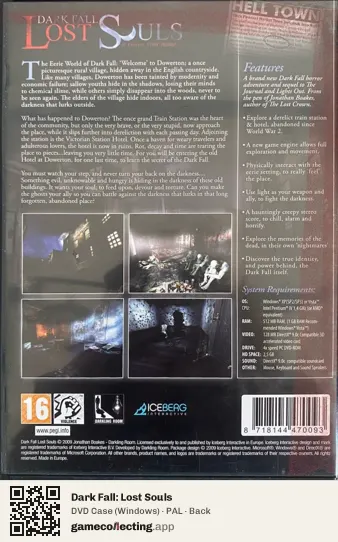 Dark Fall: Lost Souls Computer, PAL box back