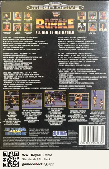 WWF Royal Rumble Sega Mega Drive / Genesis, PAL box back