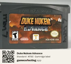 Duke Nukem Advance Game Boy Advance, NTSC cartridge label