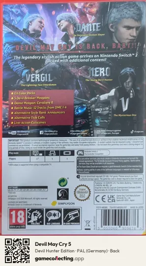 Devil May Cry 5 Nintendo Switch 2, Germany box back