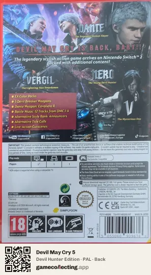Devil May Cry 5 Nintendo Switch 2, PAL box back