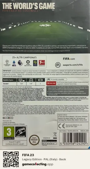 FIFA 23 Nintendo Switch, Italy box back