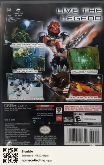 Bionicle Nintendo GameCube, NTSC box back