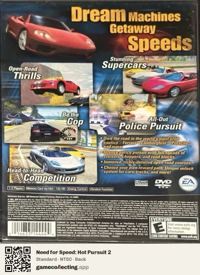 Need for Speed: Hot Pursuit 2 PlayStation 2, NTSC box back
