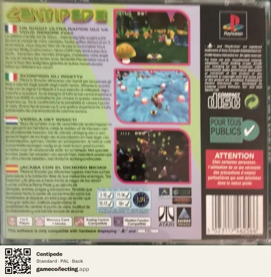 Centipede PlayStation, PAL box back