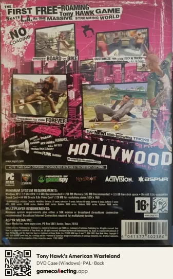 Tony Hawk's American Wasteland Computer, PAL box back
