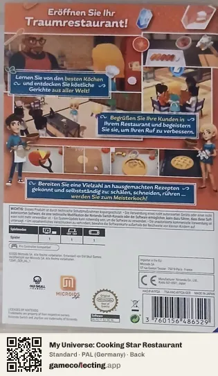 My Universe: Cooking Star Restaurant Nintendo Switch, Germany box back
