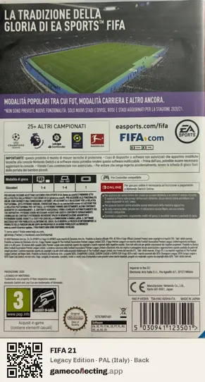 FIFA 21 Nintendo Switch, Italy box back